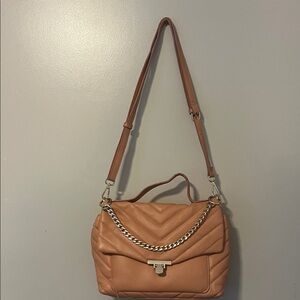 a new day Tan Quilted Shoulder Bag with Chain Strap